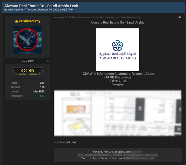 Saudi Arabia's Alwsata Real Estate Co. Targeted, 14 GB Data Exposed 41 bf2