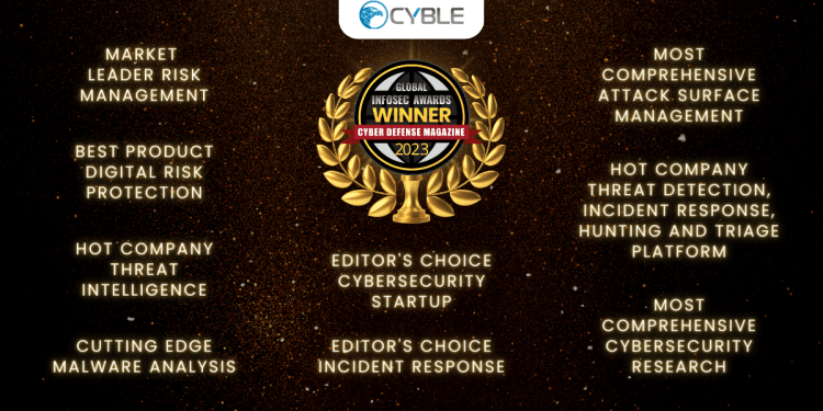 Cyble Triumphs Yet Again With 9 Category Wins at the Global InfoSec Awards 2023, Including Editor's Choice for Cybersecurity Startup 37 Cyble Wins at the Global InfoSec Awards 2023
