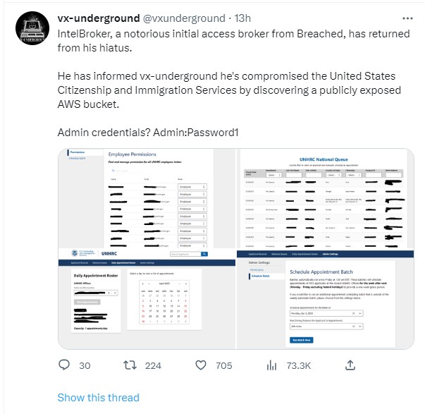 IntelBroker is Back, with US Immigration Service as the Newest Victim 41 US Immigration data Breach 1