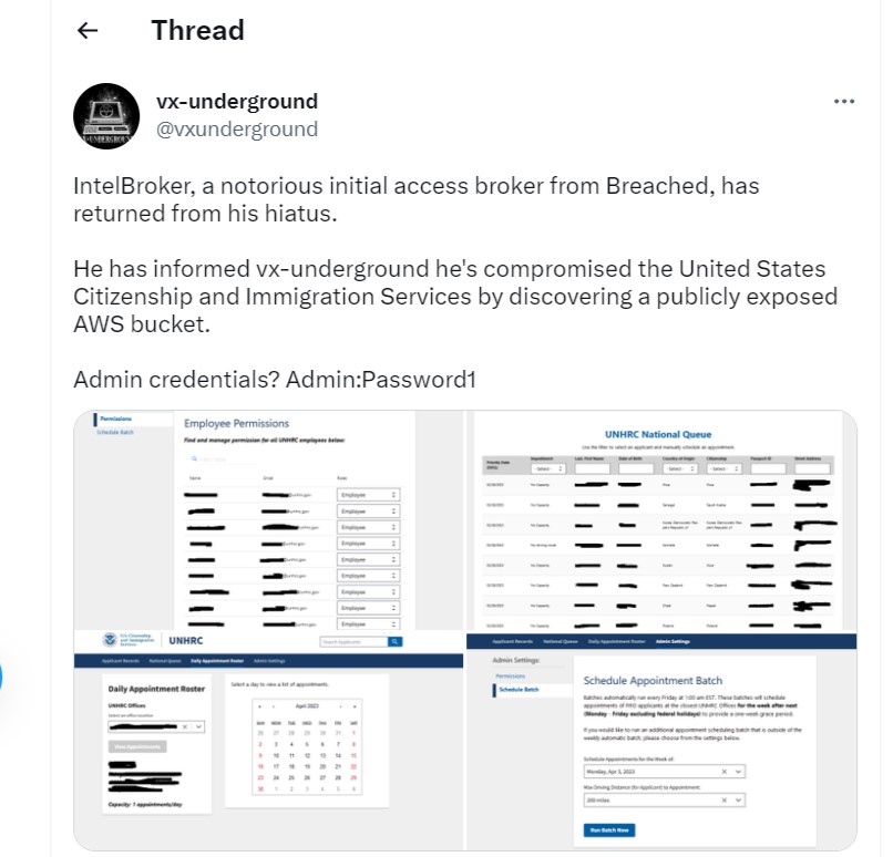 US Immigration Service Decimates IntelBroker’s Breach Claim 44 US Immigration data breach scare