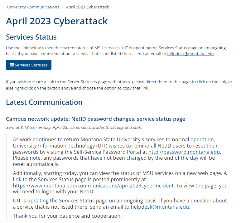 Montana State University Ransomware Attack, Hackers Steal Over 100GB Data 41 Montana State University Cyber Attack