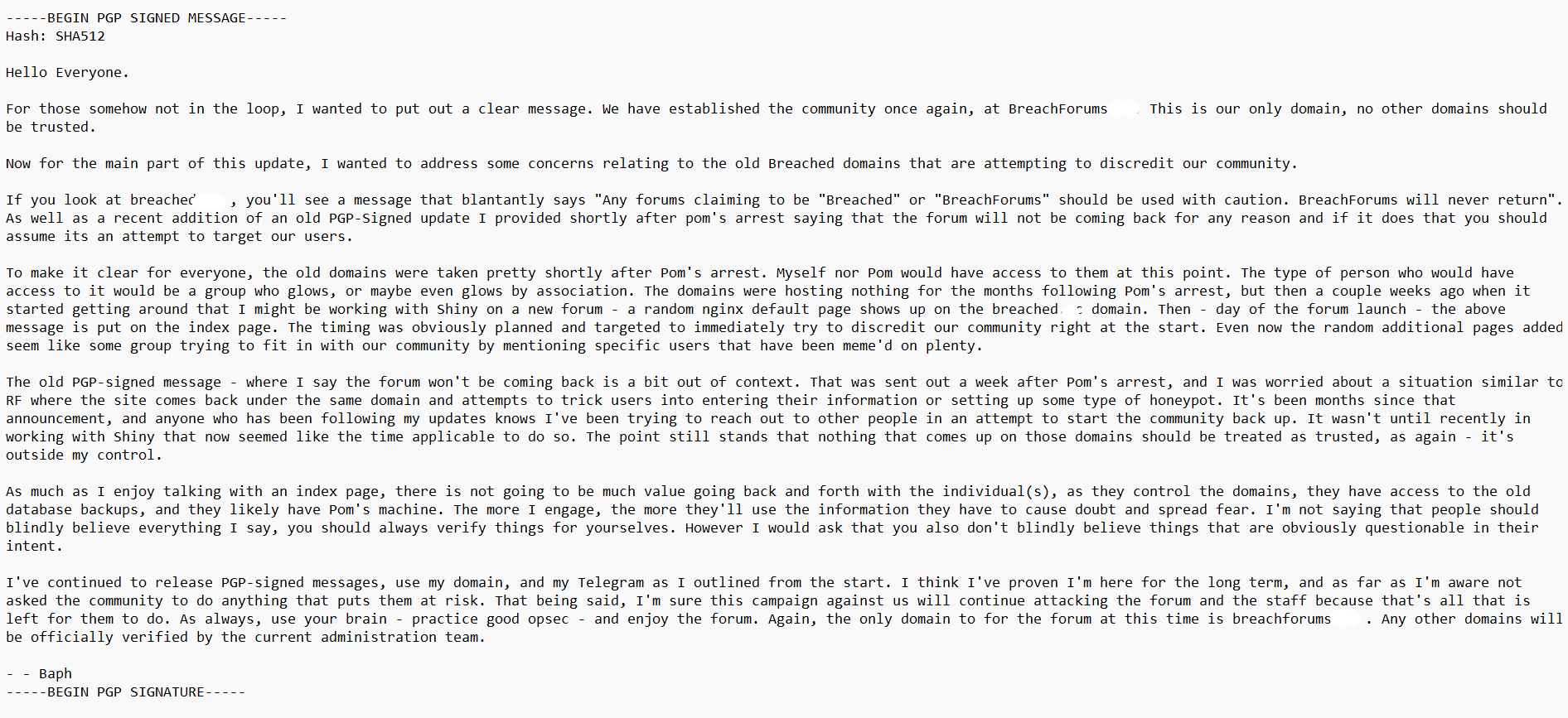 ‘Baphomet’ Goes Ahead With BreachForums Plans, Warns About Knock-Offs, Misinformation 39 BreachForums