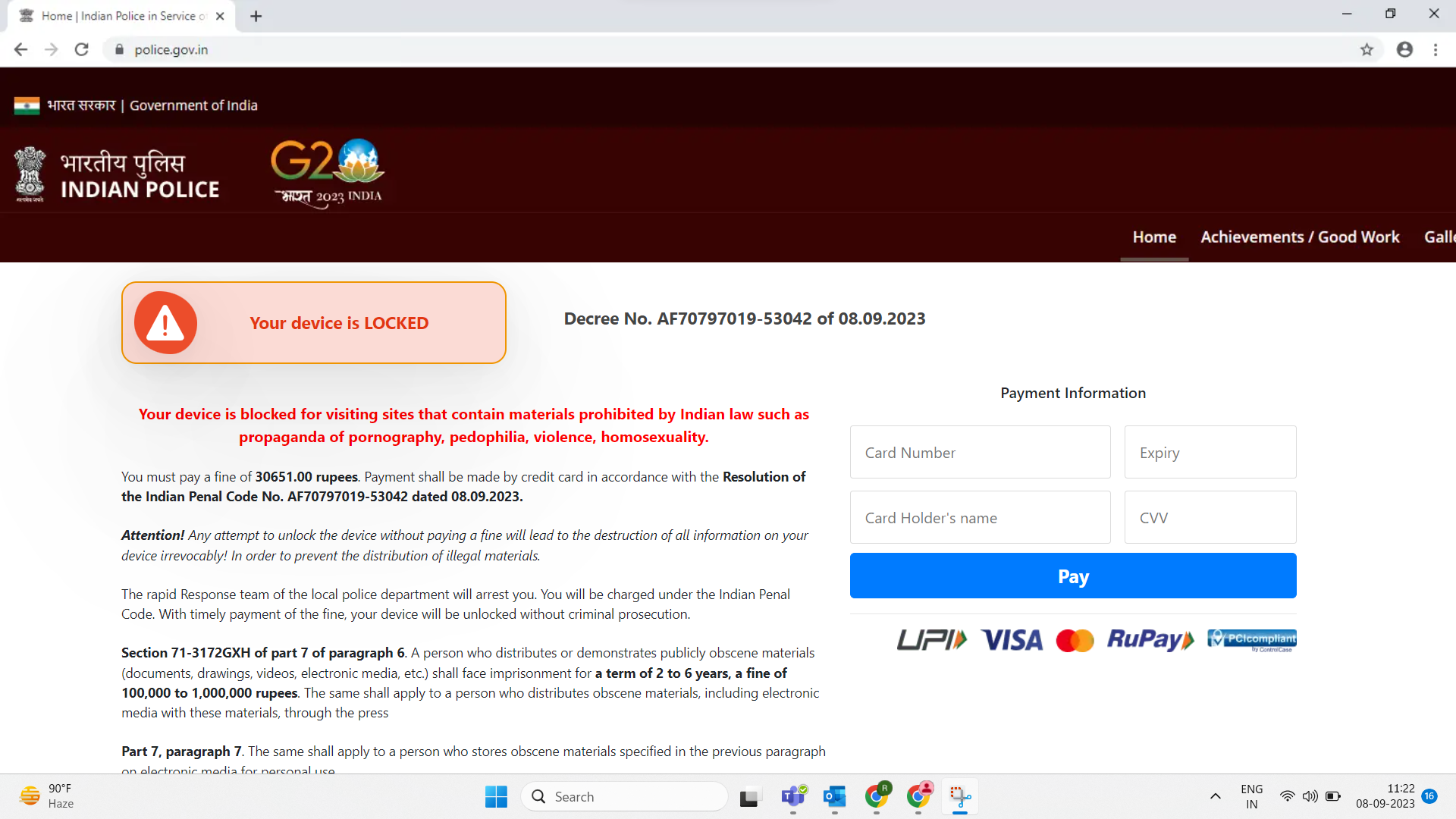 Beware of G20 Scams! Hackers Exploit G20 Summit 2023 Through Fake Government Websites 39 G20 scam 1