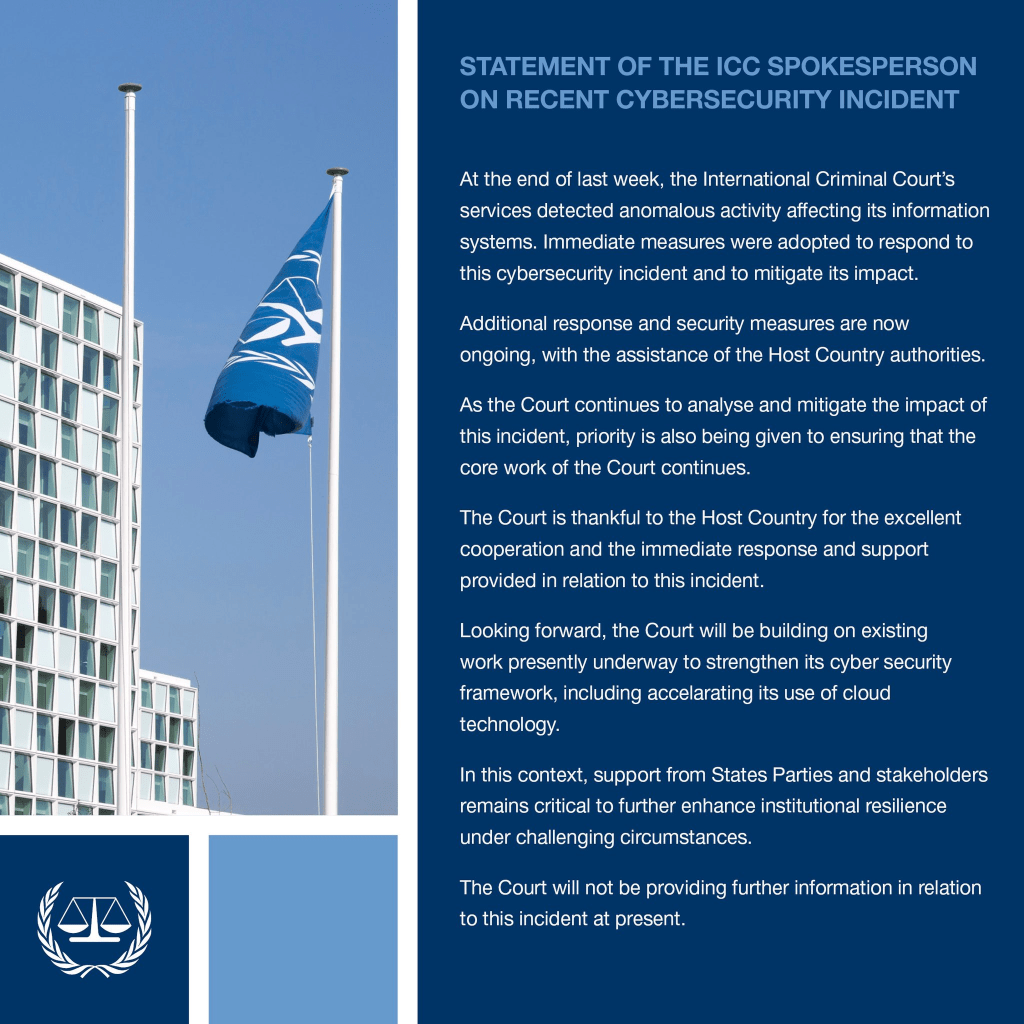 Is the International Criminal Court Cybersecurity Incident a Threat to Justice and Security? 39 ICC Cybersecurity Incident