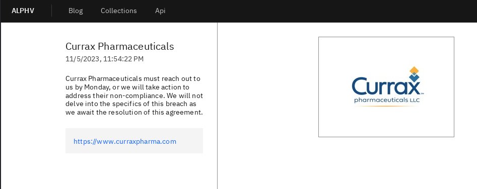 ALPHV Ransomware Group Expands Victim List: Currax Pharmaceuticals Targeted 39 Currax Pharmaceuticals Data Breach
