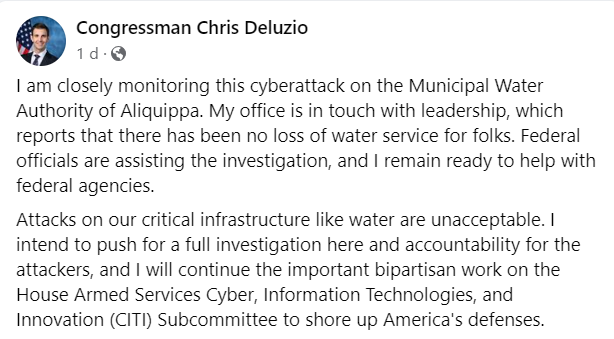 Potential Vulnerabilities in ICS Lead to Municipal Water Authority of Aliquippa Cyberattack 39 Municipal Water Authority of Aliquippa cyberattack