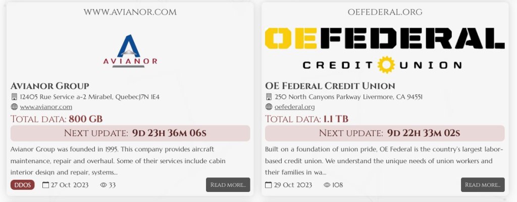 NoEscape Ransomware Strikes Again, Targeting Avianor Group and OE Federal Credit Union 41 Avianor data breach and OE Federal Credit Union data breach