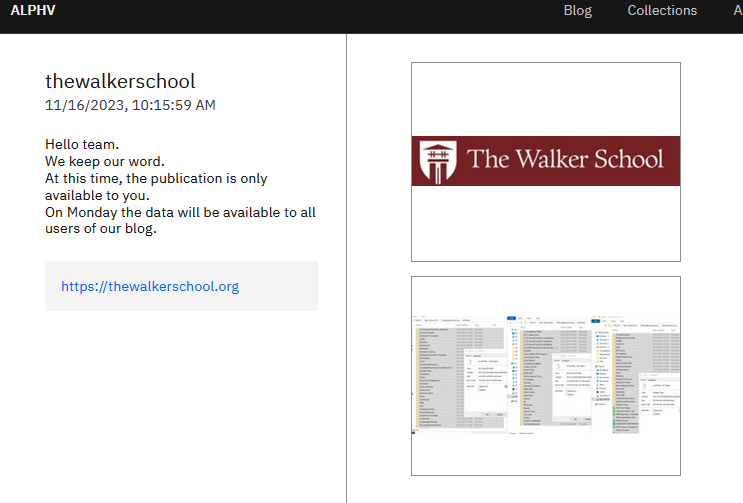 The Walker School Hit by ALPHV Ransomware: Ransom Demanded 41 Walker School data breach