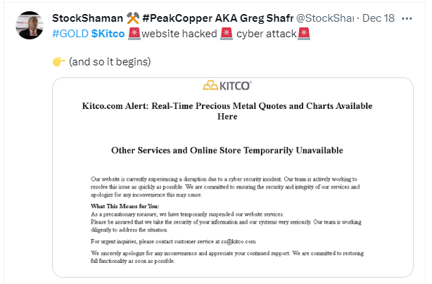 Kitco.com Hit by Cyberattack, Online Platform Temporarily Offline 43 Cyberattack on Kitco