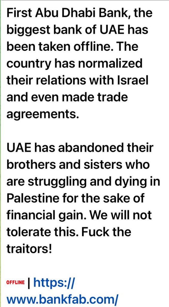 Anonymous Arabia Targets UAE’s Largest Bank FAB in Cyberattack 40 Cyberattack on First Abu Dhabi Bank