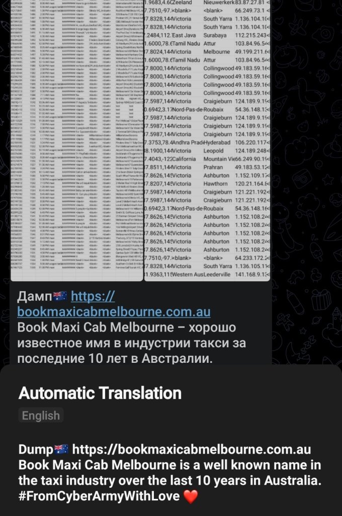 Australian Taxi Service Hit by Cyberattack Attributed to Russian Group 39 Book Maxi Cab Melbourne