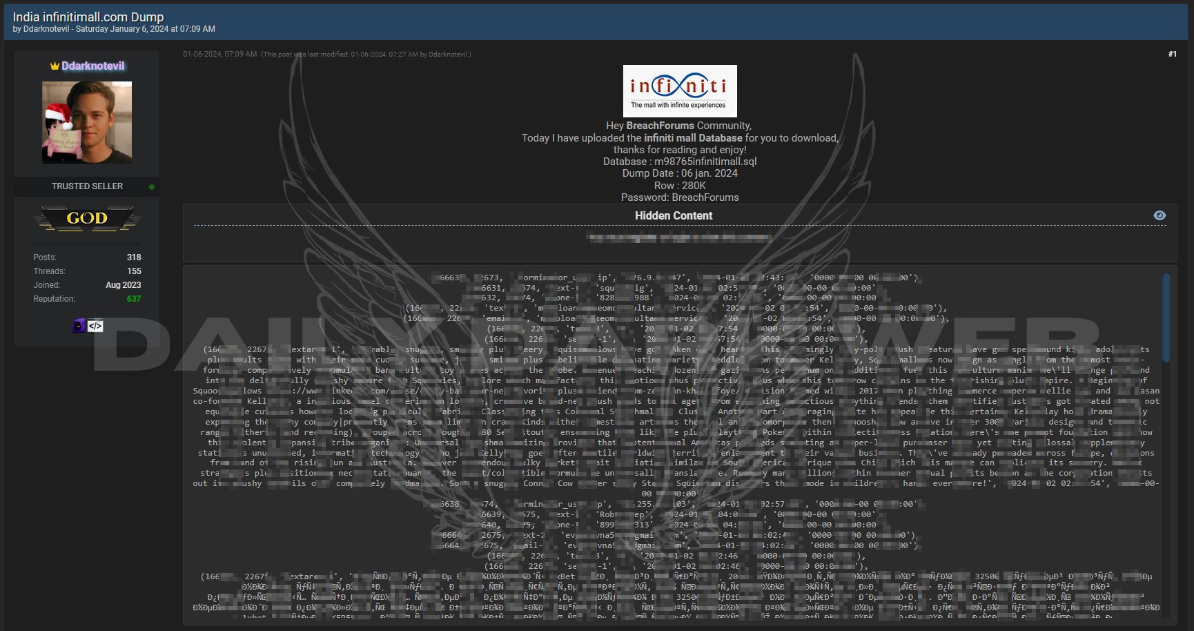 India's Shopping Giant Infiniti Mall Hit by Cyberattack: 280,000 Records Potentially Exposed 39 Cyberattack on Infiniti Mall