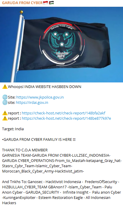 Hacktivist Groups Allegedly Target Indian Police and Government in Cyberattack 41 Indian Police and Government Institutions