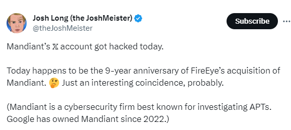 Google-Owned Mandiant's X Account Hacked for Cryptocurrency Scam 51 Phantom