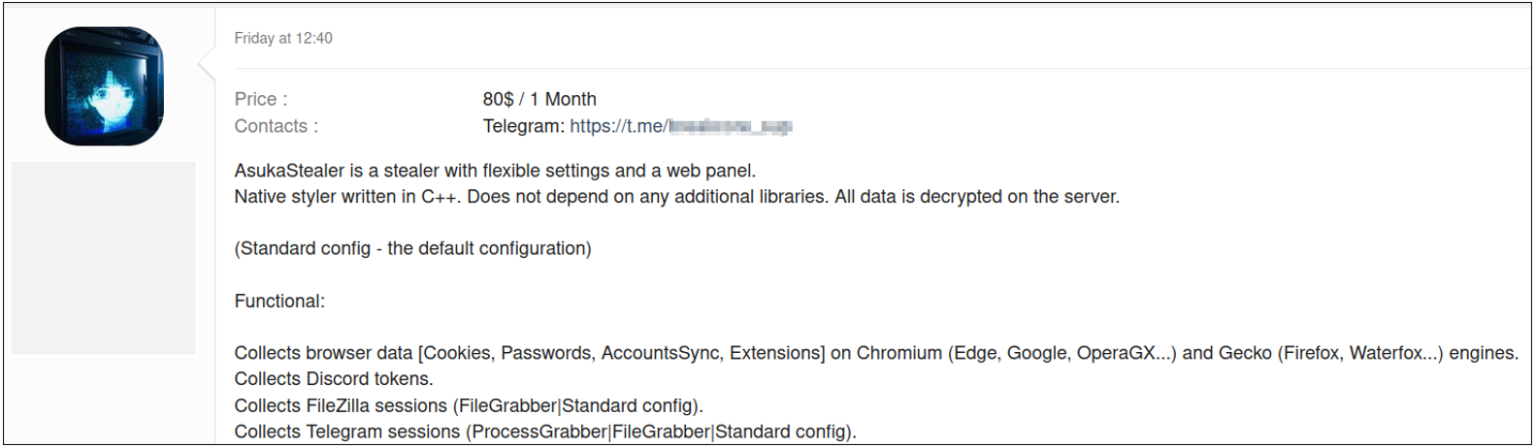 From ObserverStealer to AsukaStealer: A Deeper Dive into Malware Evolution 46 AsukaStealer infostealer