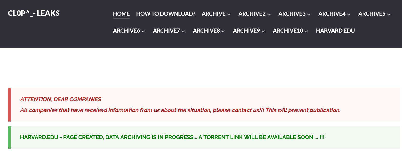 Oracle Fixes New E-Business Suite Flaw As CL0P Hits Harvard 2 CL0P claims Harvard as a victim in E-Business Suite breach
