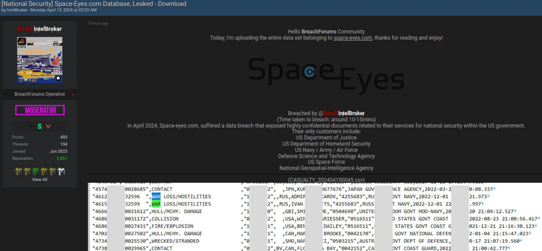 IntelBroker Claims Channel Logistics LLC Data Breach: Space-Eyes Division Allegedly Impacted 39 Channel Logistics LLC Data Breach