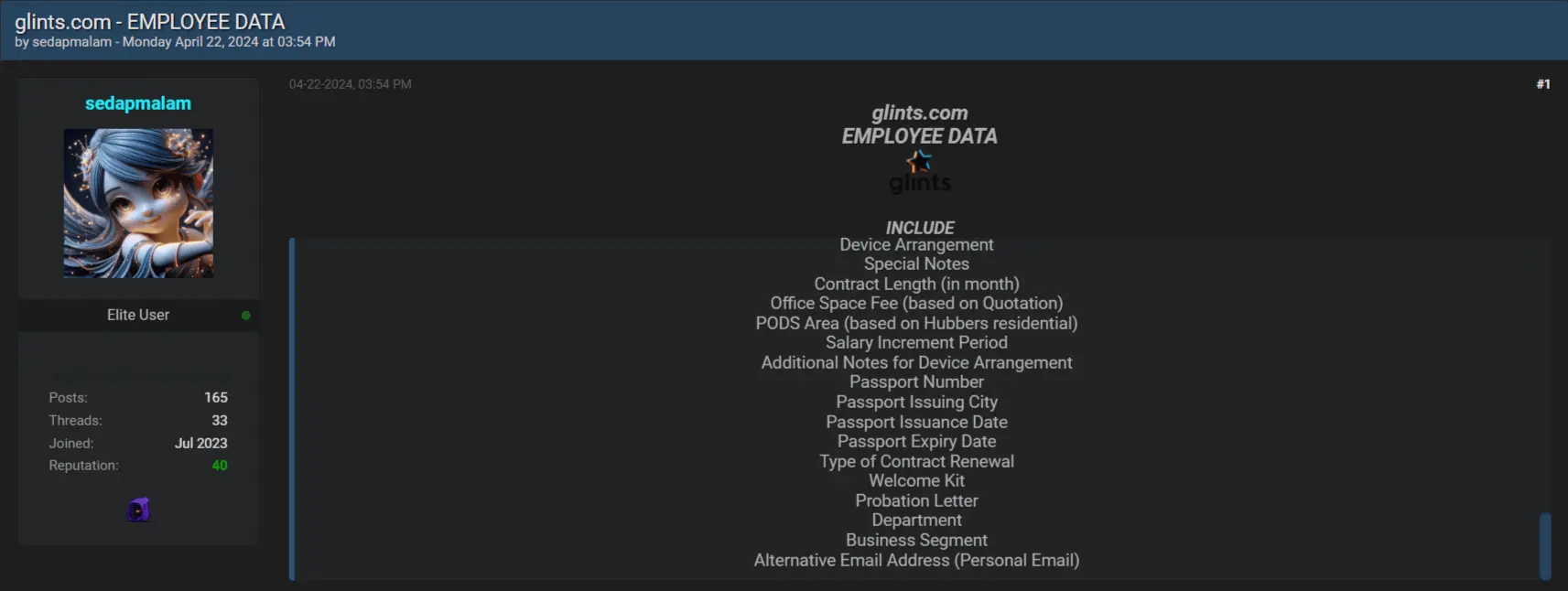 Glints Data Breach: Alleged Leak of Sensitive Employee Data from Singapore’s Recruitment Platform 39 Glints Data Breach