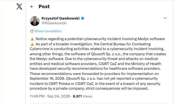Polish Medical Software Hit by Cyberattack, Patient Data Stolen 39 Medyc cyberattack