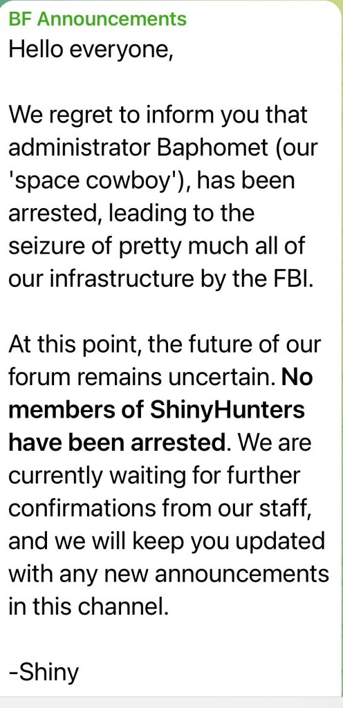 FBI Seized BreachForums' Web Domains and Telegram Accounts 41 BreachForums Seized