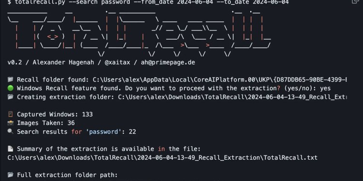 Researcher Develops 'TotalRecall' Tool That Can Extract Data From Microsoft Recall 37 TotalRecall Microsoft Security Vulnerability